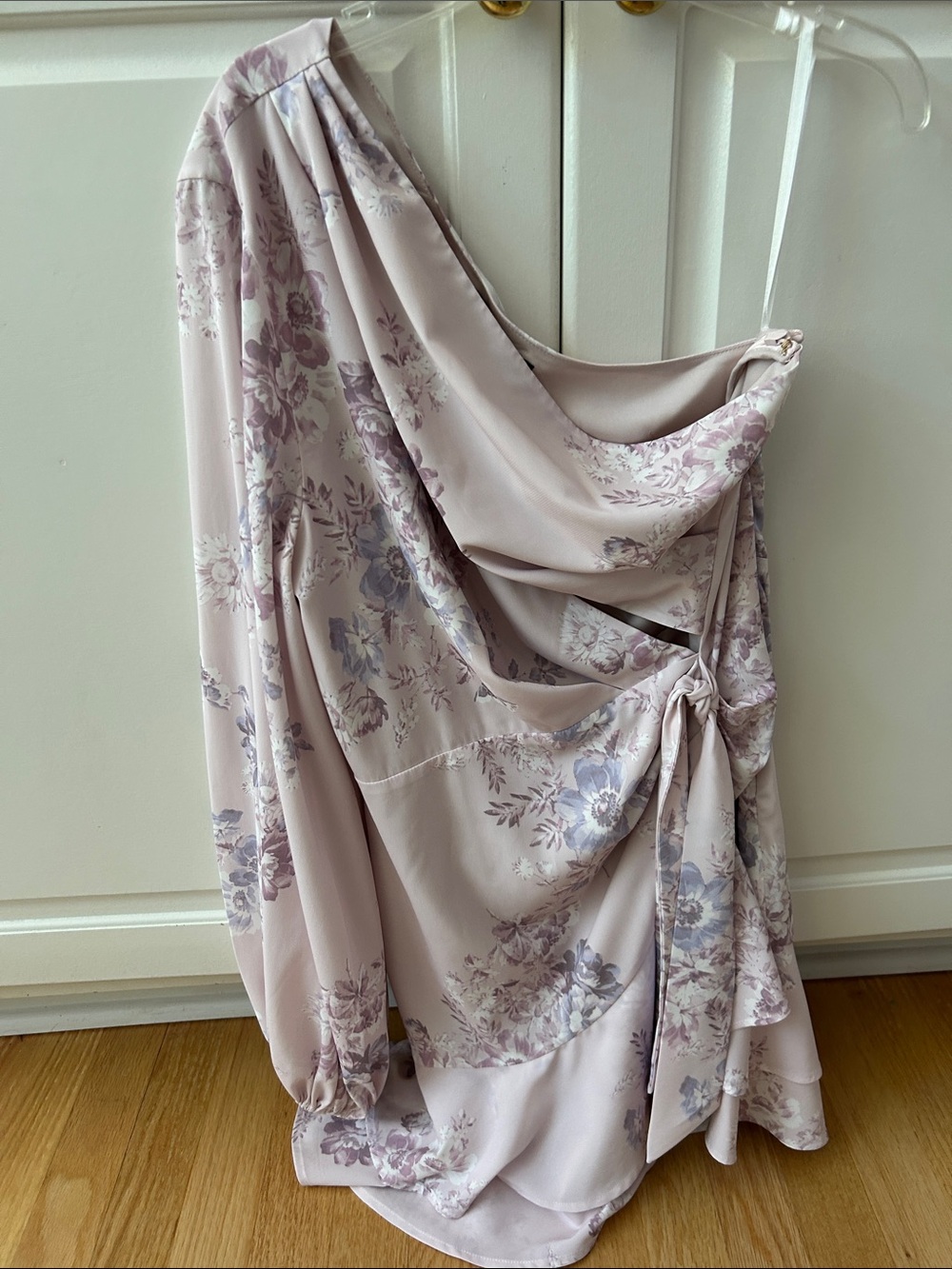 Michael Costello Pink Floral One-Shoulder Dress Size M